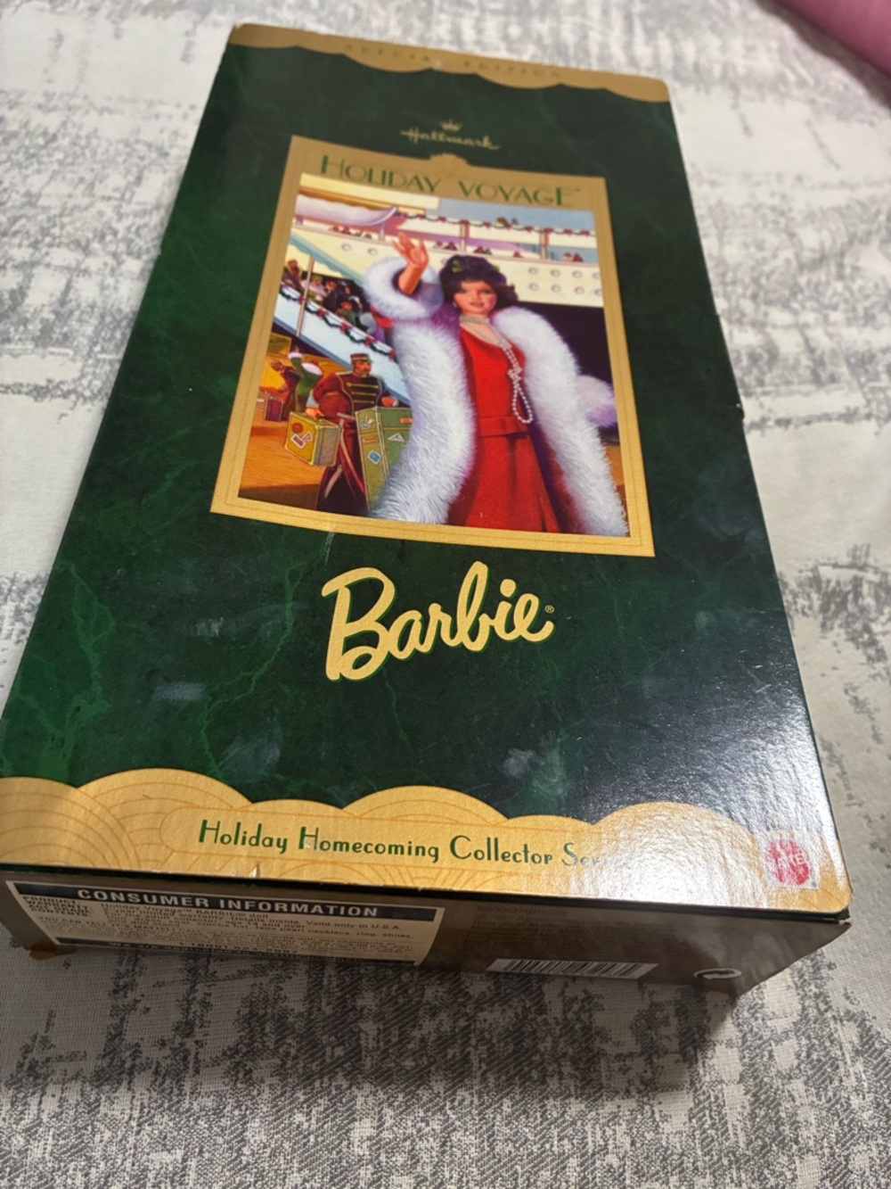 Barbie Collector Box in Green and Gold with Red Artwork